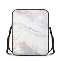 Pink White Grey Marble Print Rectangular Crossbody Bag