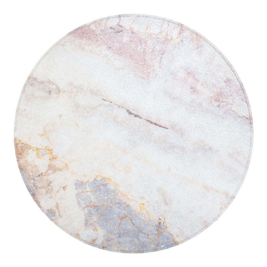 Pink White Grey Marble Print Round Blanket