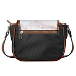 Pink White Grey Marble Print Saddle Bag