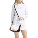 Pink White Grey Marble Print Saddle Bag