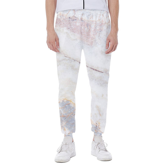 Pink White Grey Marble Print Scuba Joggers