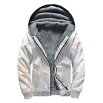 Pink White Grey Marble Print Sherpa Lined Zip Up Hoodie