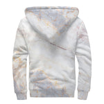 Pink White Grey Marble Print Sherpa Lined Zip Up Hoodie