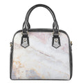 Pink White Grey Marble Print Shoulder Handbag