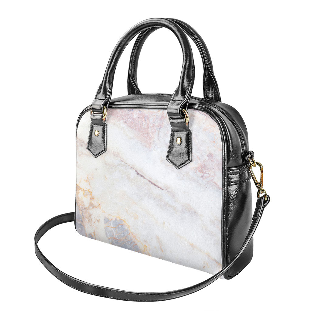Pink White Grey Marble Print Shoulder Handbag
