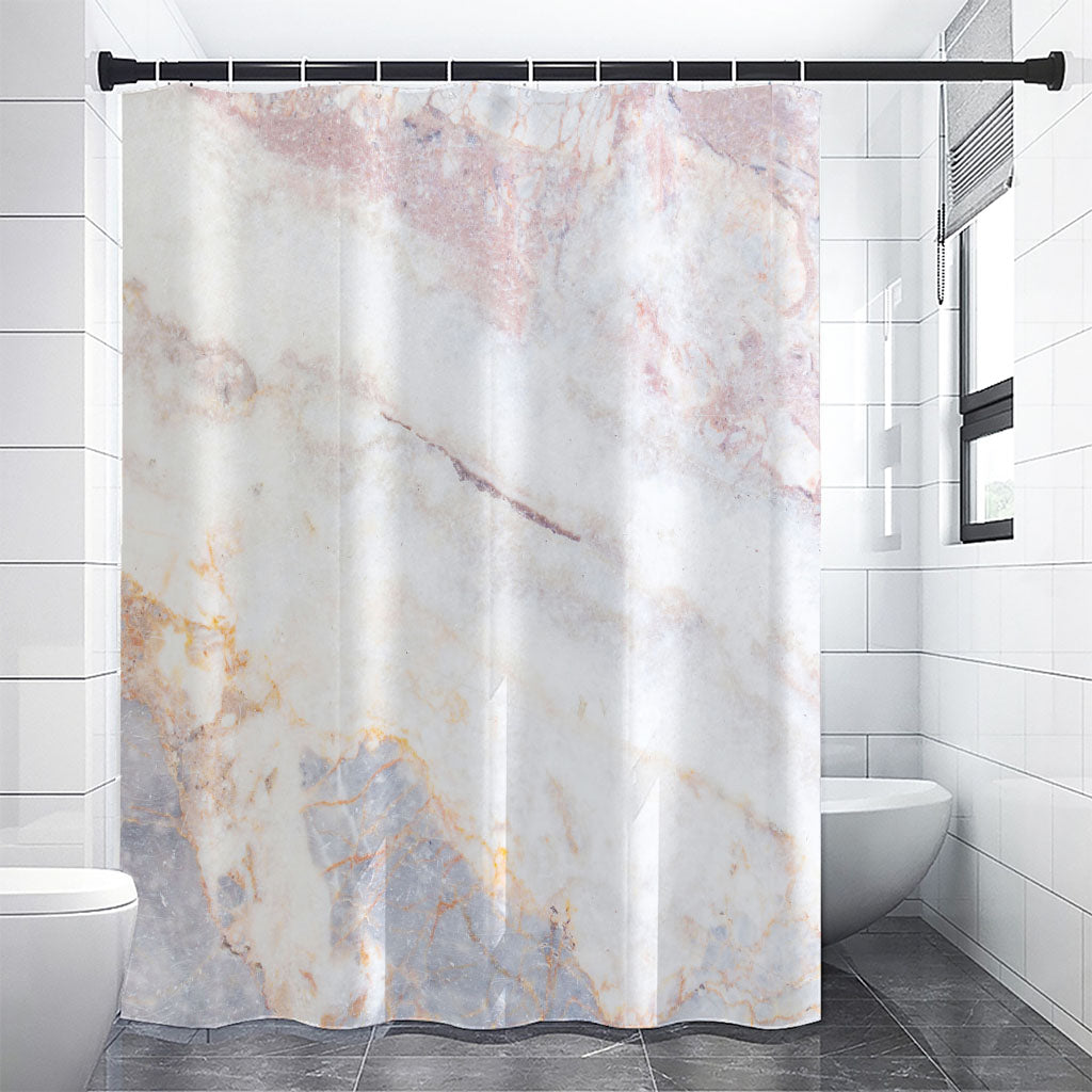 Pink White Grey Marble Print Shower Curtain