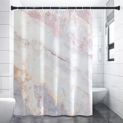 Pink White Grey Marble Print Shower Curtain