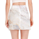 Pink White Grey Marble Print Side Slit Mini Skirt