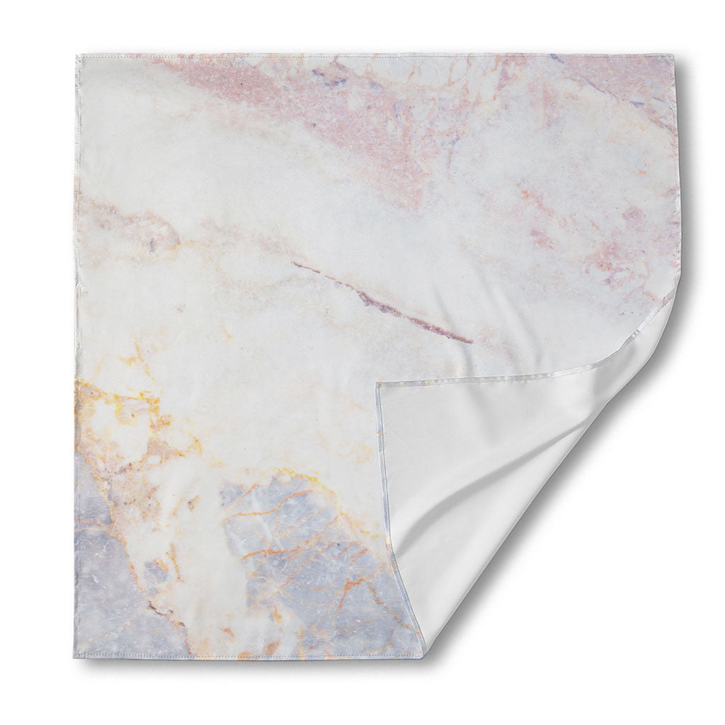 Pink White Grey Marble Print Silk Bandana