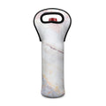 Pink White Grey Marble Print Single Neoprene Wine Tote