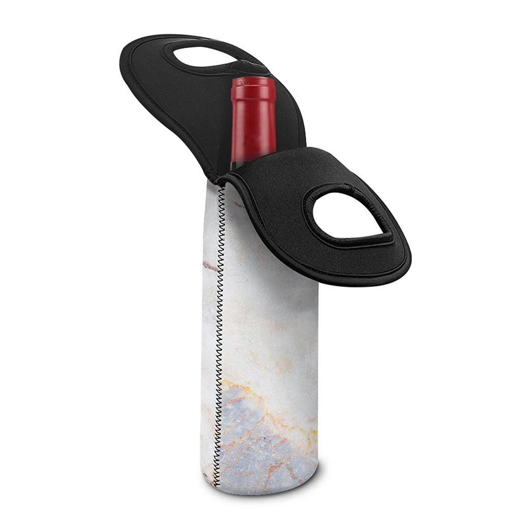 Pink White Grey Marble Print Single Neoprene Wine Tote