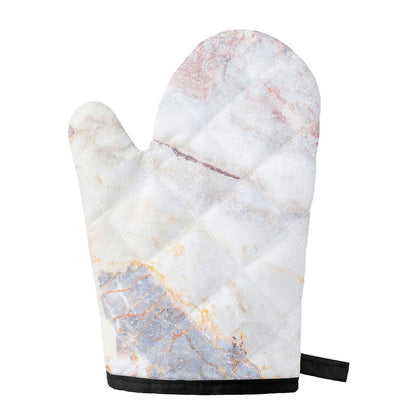 Pink White Grey Marble Print Single Oven Mitt