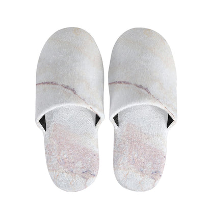 Pink White Grey Marble Print Slippers