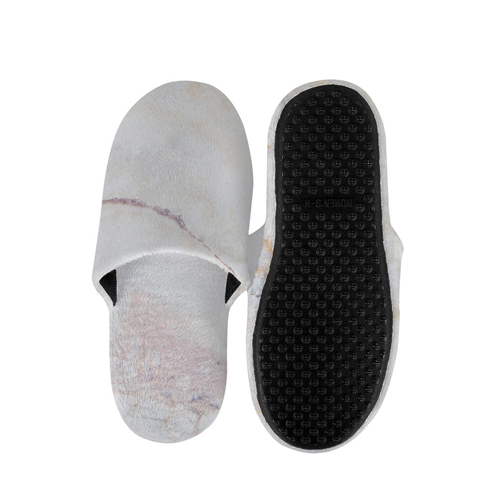 Pink White Grey Marble Print Slippers