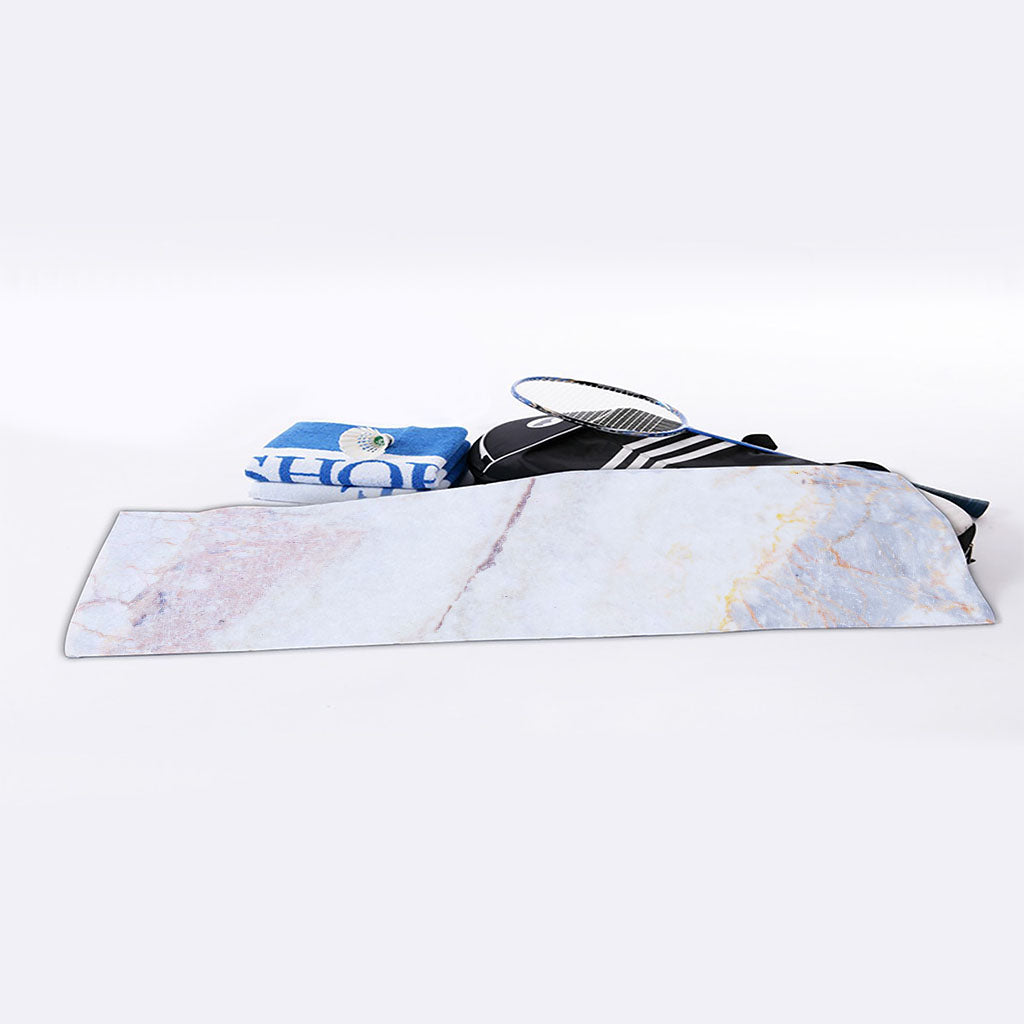 Pink White Grey Marble Print Sports Towel