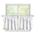 Pink White Grey Marble Print Tier Curtains
