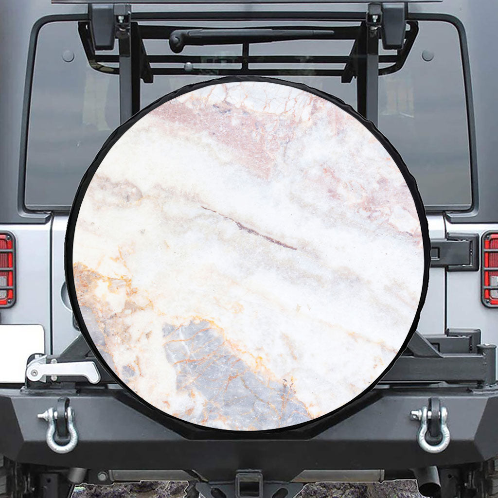 Pink White Grey Marble Print Tire Cover