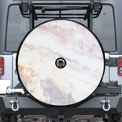 Pink White Grey Marble Print Tire Cover With Camera Hole