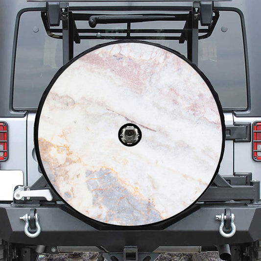 Pink White Grey Marble Print Tire Cover With Camera Hole