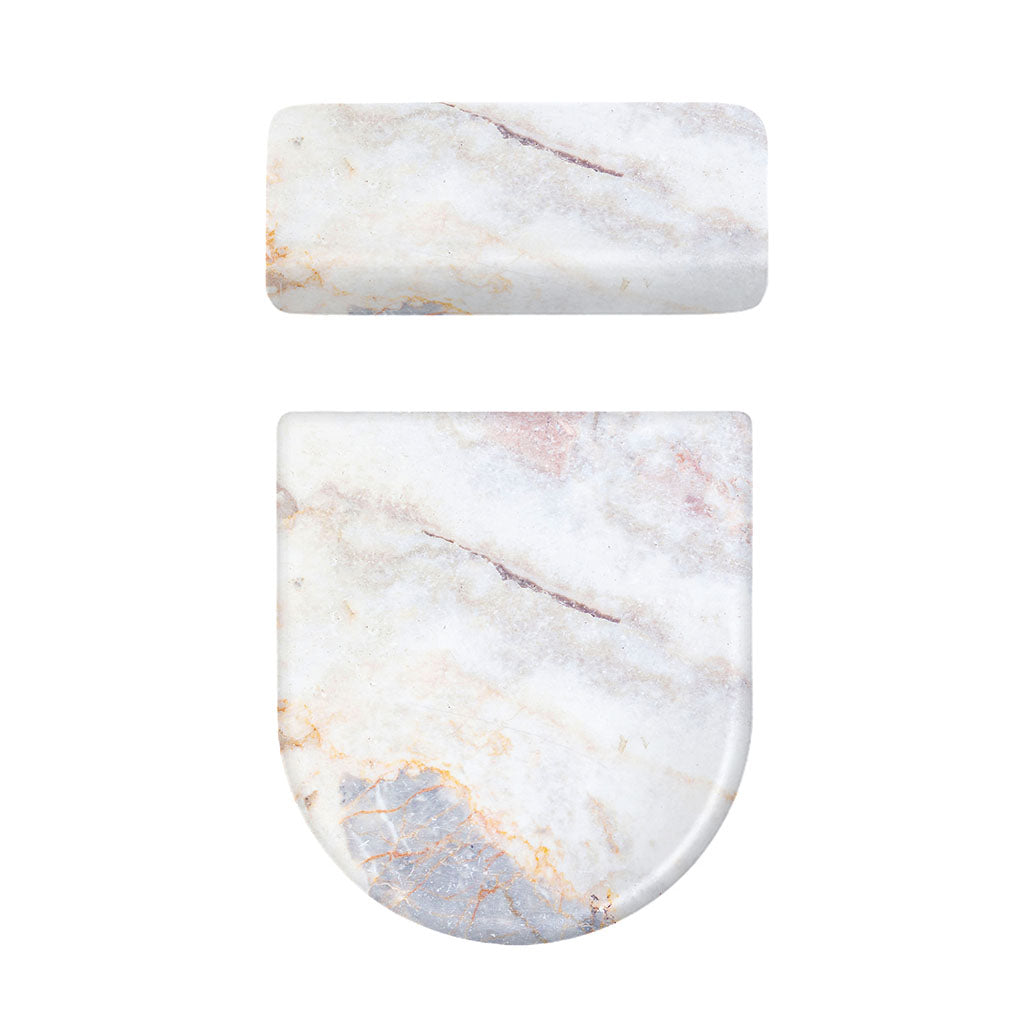 Pink White Grey Marble Print Toilet Lid And Tank Cover Set