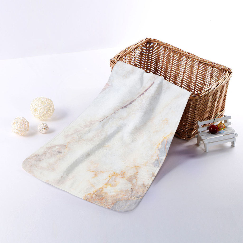 Pink White Grey Marble Print Towel