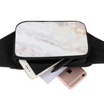 Pink White Grey Marble Print Waist Bag