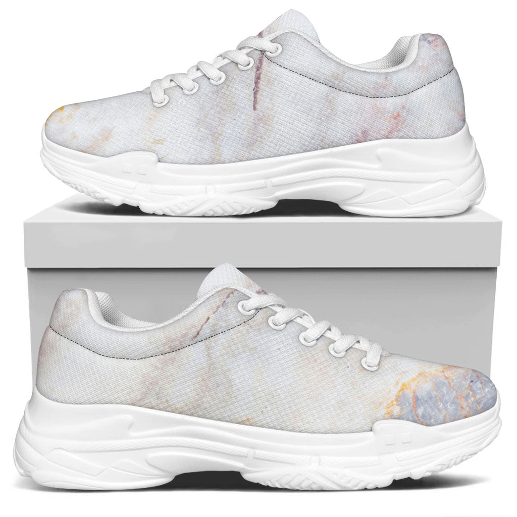 Pink White Grey Marble Print White Chunky Shoes