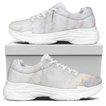 Pink White Grey Marble Print White Chunky Shoes