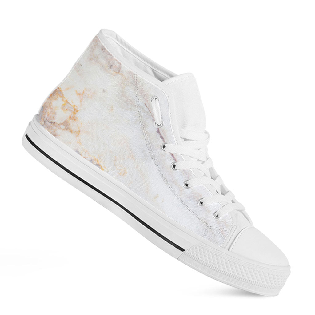Pink White Grey Marble Print White High Top Sneakers