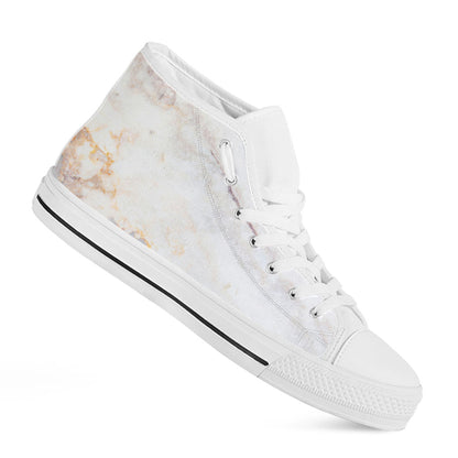 Pink White Grey Marble Print White High Top Sneakers