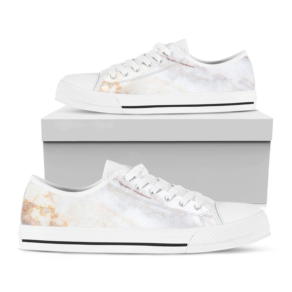 Pink White Grey Marble Print White Low Top Sneakers