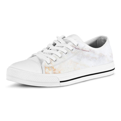 Pink White Grey Marble Print White Low Top Sneakers