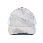 Pink White Grey Marble Print White Mesh Trucker Cap