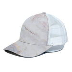 Pink White Grey Marble Print White Mesh Trucker Cap