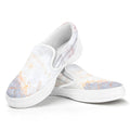 Pink White Grey Marble Print White Slip On Sneakers