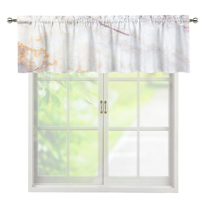 Pink White Grey Marble Print Window Valance