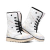 Pink White Grey Marble Print Winter Boots