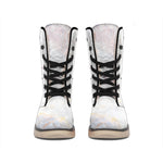 Pink White Grey Marble Print Winter Boots