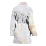 Pink White Grey Marble Print Women's Bathrobe