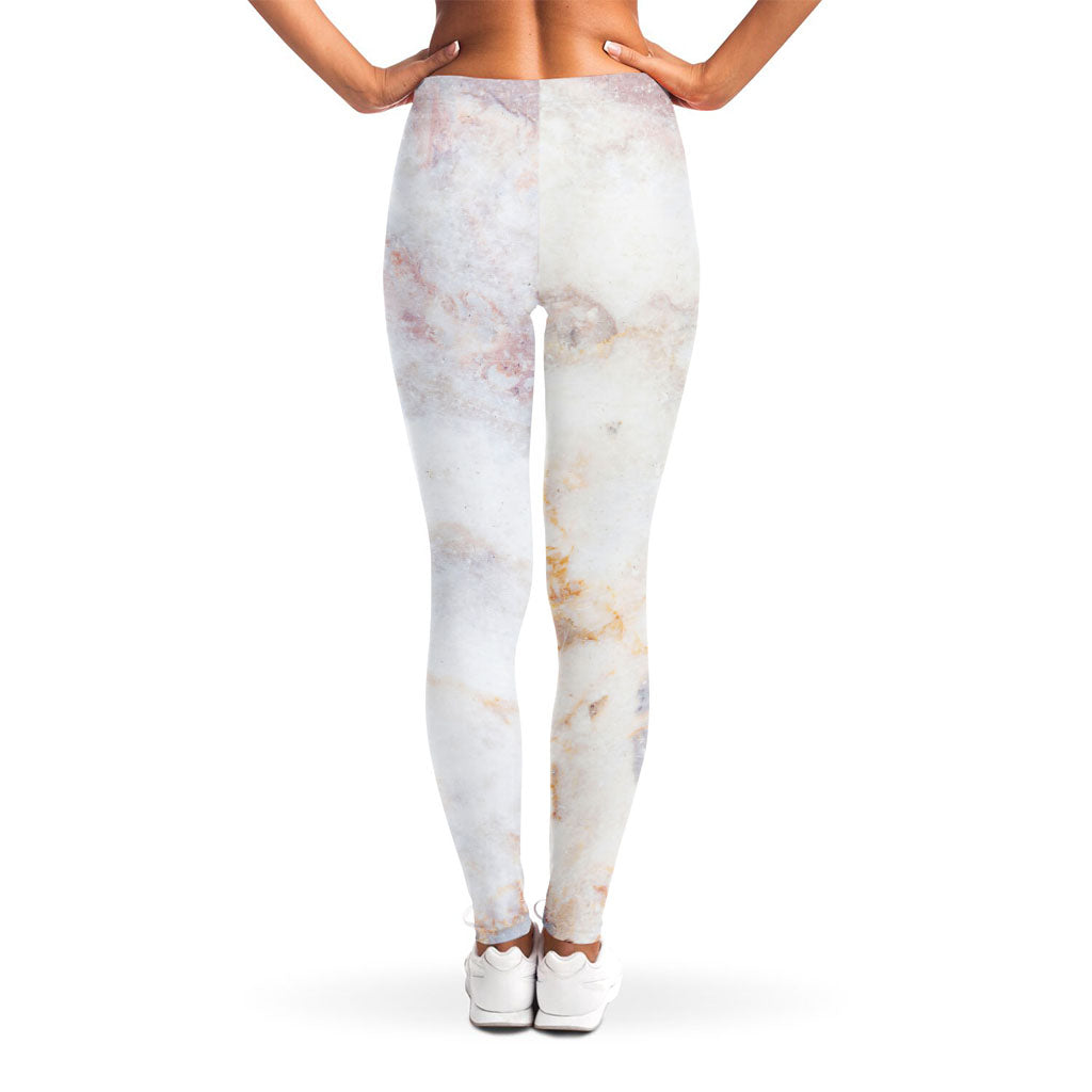 Pink White Grey Marble Print Women's Leggings