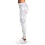 Pink White Grey Marble Print Women's Leggings