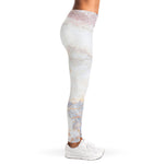 Pink White Grey Marble Print Women's Leggings