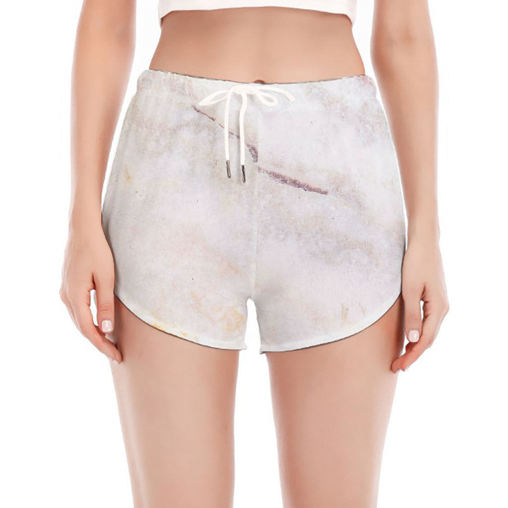 Pink White Grey Marble Print Women's Split Running Shorts