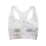 Pink White Grey Marble Print Women's Sports Bra