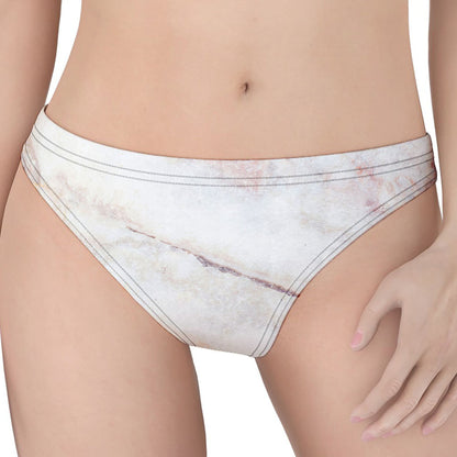 Pink White Grey Marble Print Women's Thong