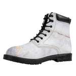 Pink White Grey Marble Print Work Boots