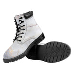 Pink White Grey Marble Print Work Boots