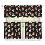 Pirate Skull Crossbones Pattern Print 3 Piece Kitchen Curtains