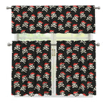 Pirate Skull Crossbones Pattern Print 3 Piece Kitchen Curtains