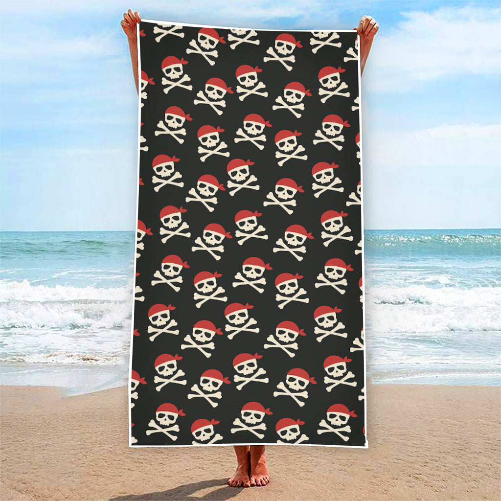 Pirate Skull Crossbones Pattern Print Beach Towel